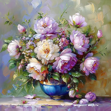 Blue Vase with Flowers Canvas